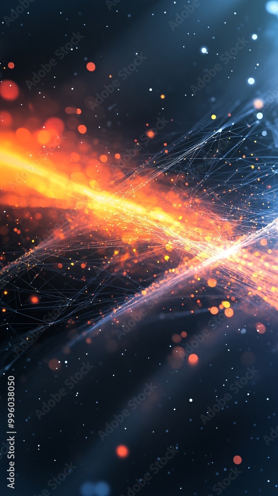 Fototapeta premium science picture of photon, particle of light in space, dark background