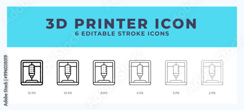 3d printer icon vector for web. And mobile app. Editable stroke outline icon.