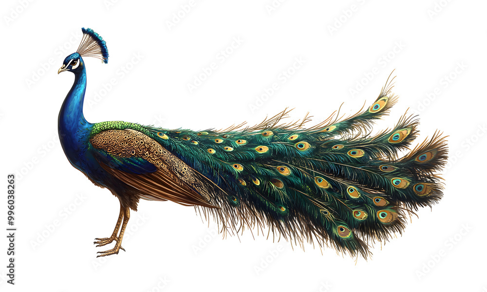 Fototapeta premium Peacock Wildlife Zoo Safari Africa, Transparent background