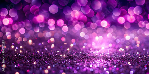 Luminous purple sparkles with bokeh effect on abstract background, generated by , violet, sparkles, bokeh