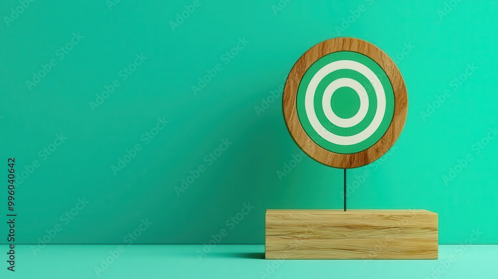 Precision target on wooden box, square composition, 3D illustration Precision target on wooden box, square composition, 3D illustration