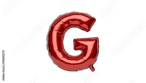 Letter G metallic red party celebration balloon isolated on a white background