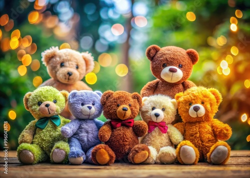 Adorable teddy bear collection featuring playful poses and charming settings, perfect for childrenâ€™s room decor and delightful gifts that inspire imagination and warmth. photo