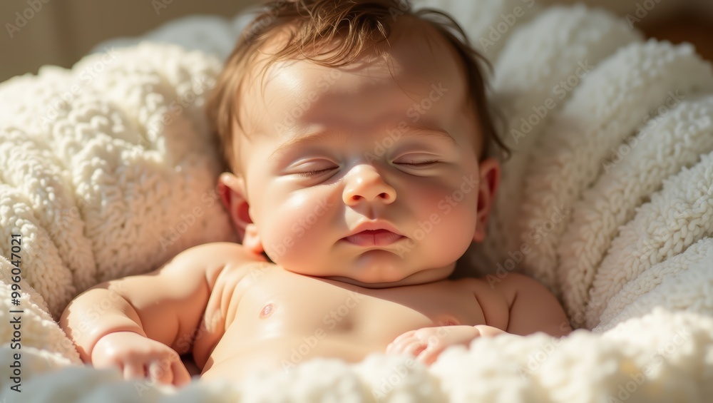 Adorable Newborn Baby Sleeping in Soft Blanket Adorable Newborn Baby Sleeping in Soft Blanket