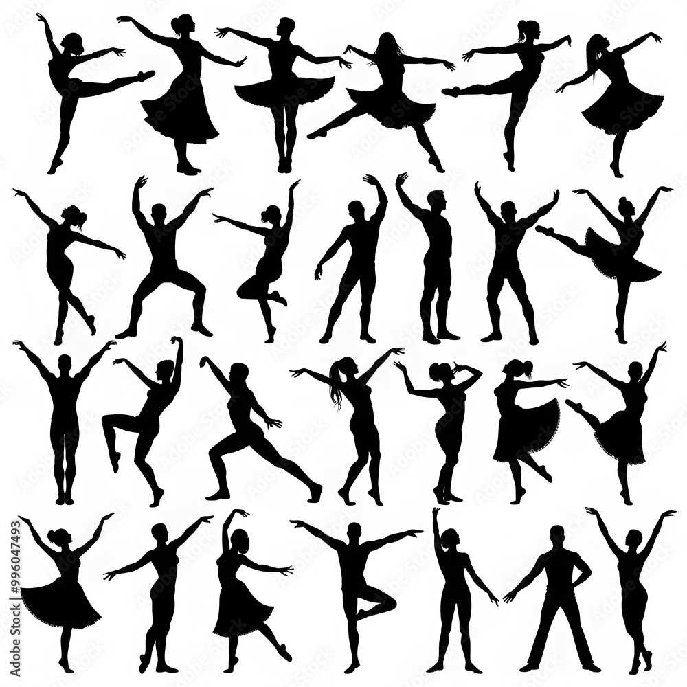 Dancers in different expressive poses 