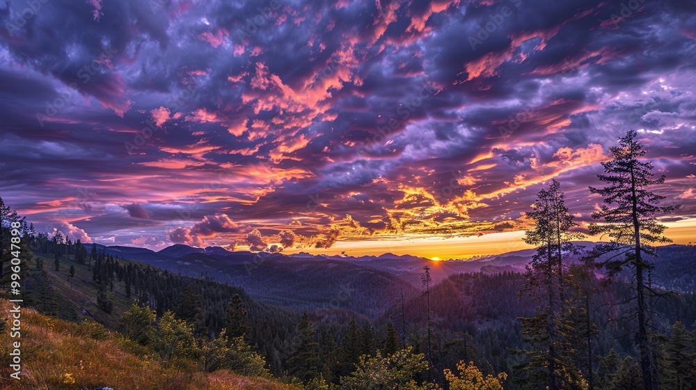 Majestic Sky over Wilderness at Sunset: A Spectacular Natural Scenery. Witness the Beauty and Serenity. Majestic Sky over Wilderness at Sunset: A Spectacular Natural Scenery. Witness the Beauty and Serenity.