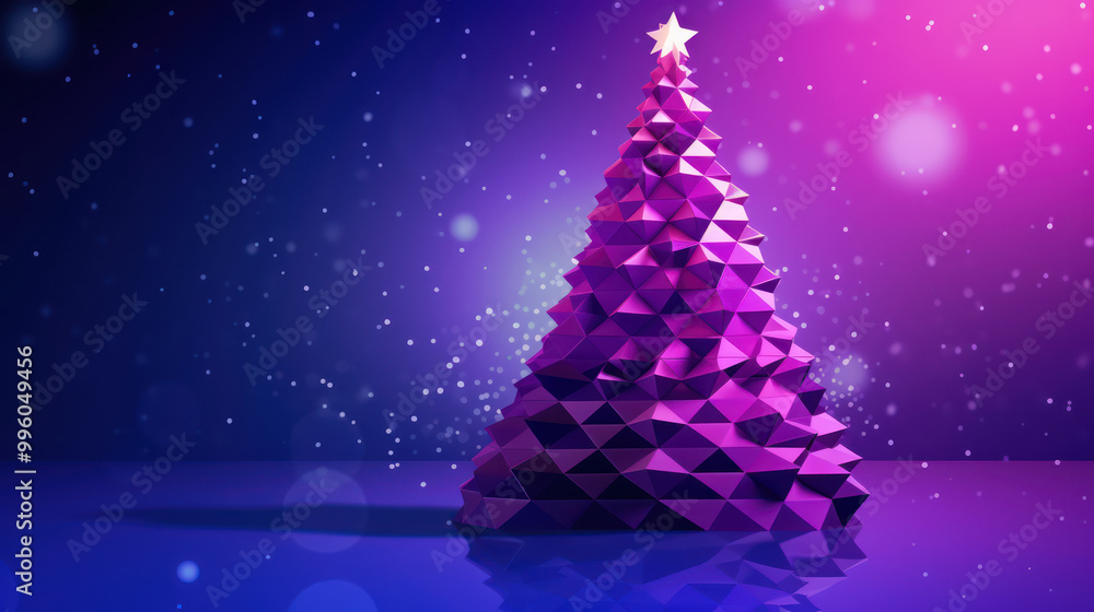Illustration of a christmas tree with geometric shapes on a purple background Illustration of a christmas tree with geometric shapes on a purple background