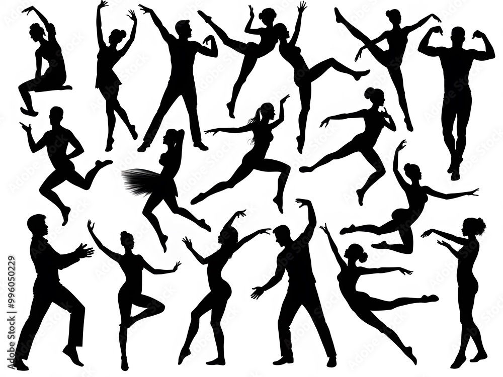 Dancers in different expressive poses Dancers in different expressive poses