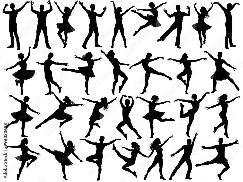 Dancers in different expressive poses Dancers in different expressive poses