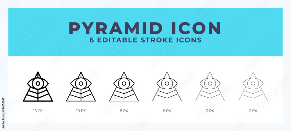 Fototapeta premium Pyramid icon with different stroke. Editable stroke. Vector illustration.