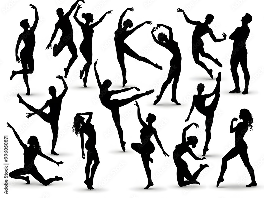 Dancers in different expressive poses Dancers in different expressive poses