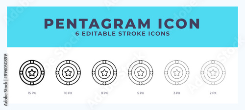 Pentagram line icon with different stroke. Vector illustration.
