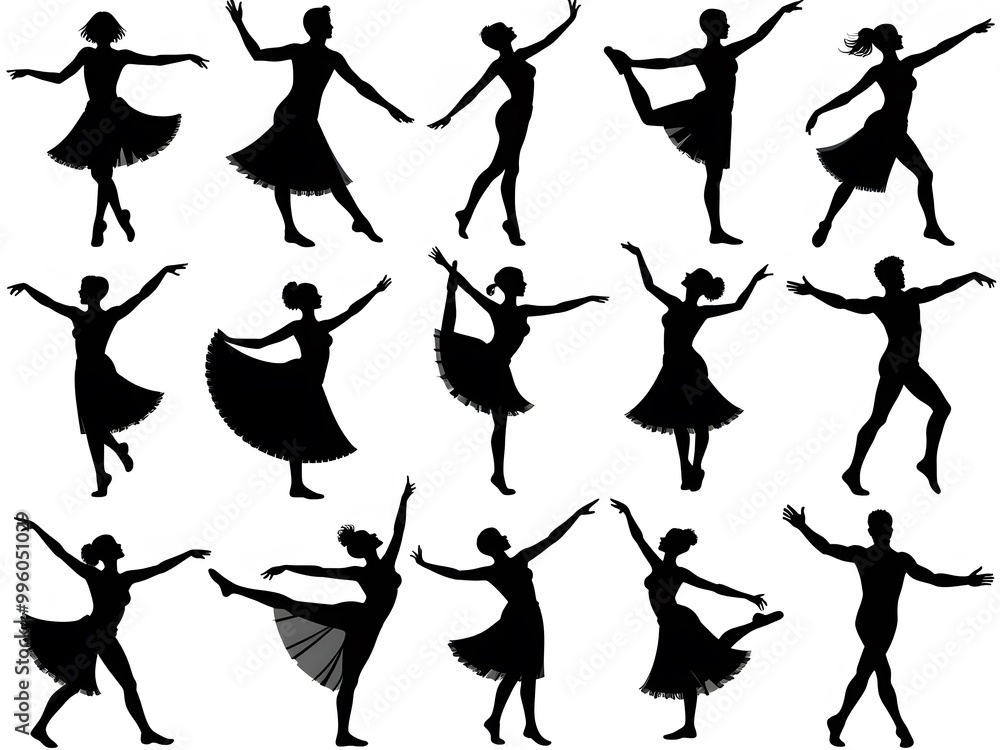 Dancers in different expressive poses Dancers in different expressive poses
