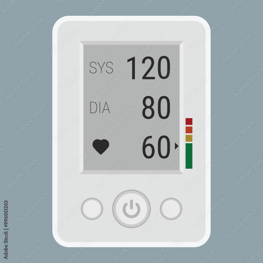 Blood pressure monitor. Digital medical device. Vector illustration in flat style Blood pressure monitor. Digital medical device. Vector illustration in flat style