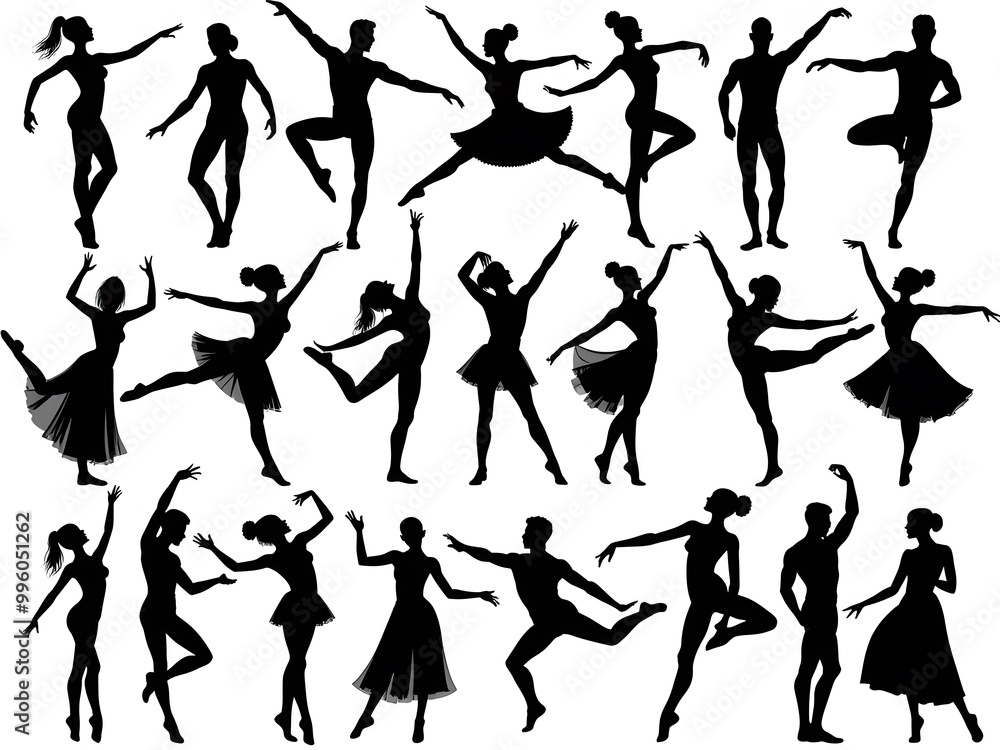 Dancers in different expressive poses Dancers in different expressive poses