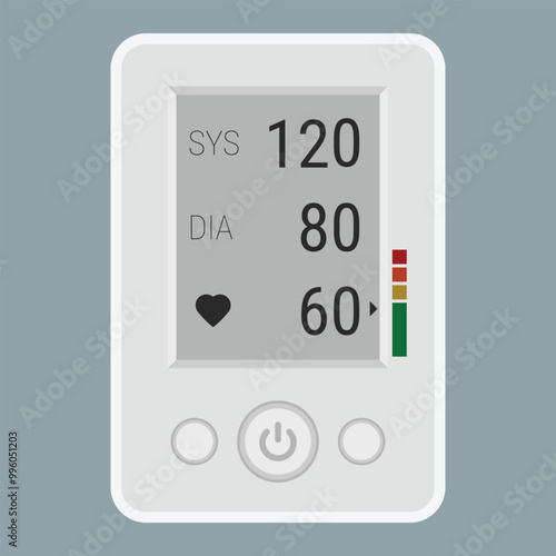 Blood pressure monitor. Digital medical device. Vector illustration in flat style