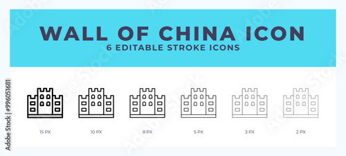 Great wall of china line icon. Thin line. Bold line. Vector illustration.