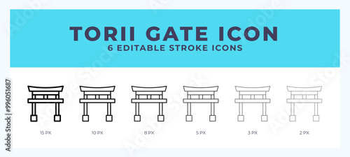 Torii gate line icon. Vector icon symbol. Logo illustration. Editable line icon.