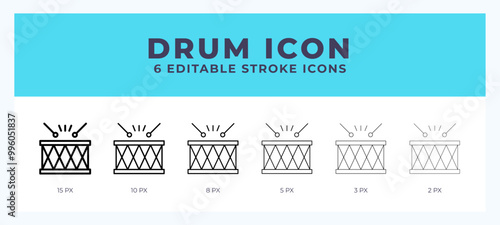 Drums line icon with different stroke. Vector illustration.