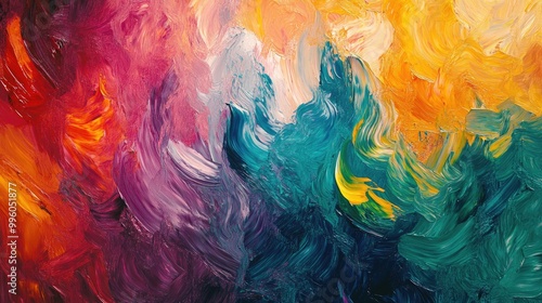 Wallpaper Mural Abstract oil painting in vibrant colors Impressionist style with surreal elements Great for wall decor as a poster Unique hand drawn texture template Torontodigital.ca