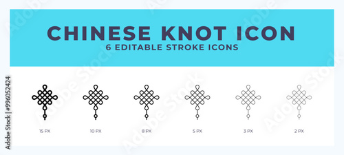 Chinese knot icon symbol. Logo illustration thin line. Bold line vector icons. Editable stroke