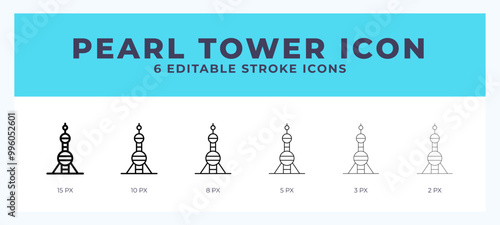 Pearl tower line icon symbol. Logo. Icon vector illustration with editable stroke.