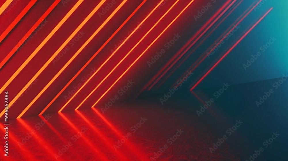 Fototapeta premium Abstract Background With Red And Orange Neon Lights