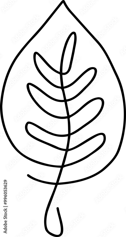 Leaf illustration with single continuous line. Leaf illustration with single continuous line.