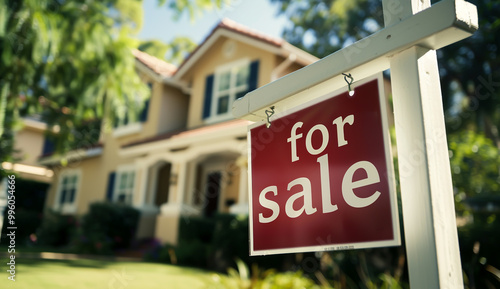 Photo of a red sign for a beautiful home for sale