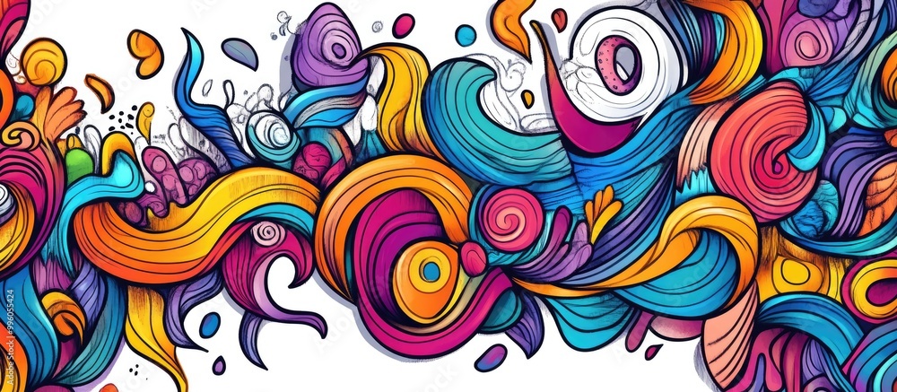 Surreal and whimsical abstract doodle design for a coloring book featuring vibrant and imaginative elements on a white background Surreal and whimsical abstract doodle design for a coloring book featuring vibrant and imaginative elements on a white background