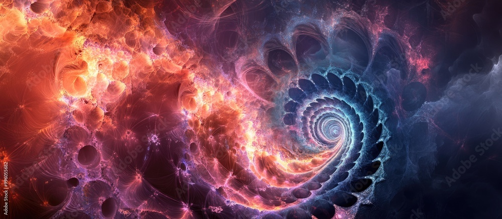 Digital illustration showcasing a complex fractal design Digital illustration showcasing a complex fractal design