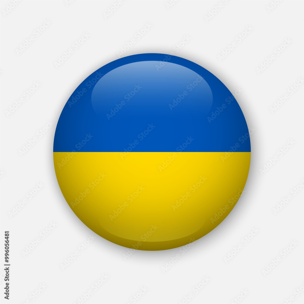 Realistic glossy button with flag of Ukraine. 3d vector element with shadow. Best for mobile apps, UI and web design. Realistic glossy button with flag of Ukraine. 3d vector element with shadow. Best for mobile apps, UI and web design.