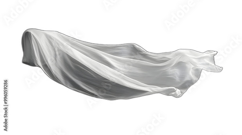A ghostly white sheet floating in the air with no visible body placed against a solid black background