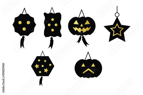 Set of lantern icons for saint martin day. Martinstag symbol collection