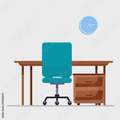 Flat illustration empty working table space with copyspace area