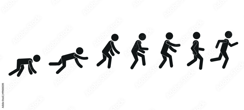 Naklejka premium human evolution, flat vector illustration, pictogram of a human figure isolated on a white background