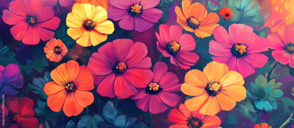 2d illustration of colorful flowers 2d illustration of colorful flowers