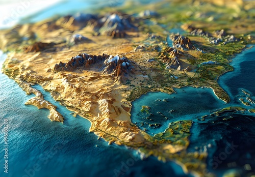 3D isometric map of the north America,  photo