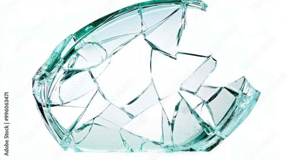 A fractured glass window with sharp edges, isolated on a white background A fractured glass window with sharp edges, isolated on a white background