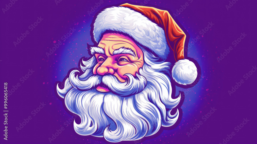 Illustration of Santa Claus face on a purple background Illustration of Santa Claus face on a purple background