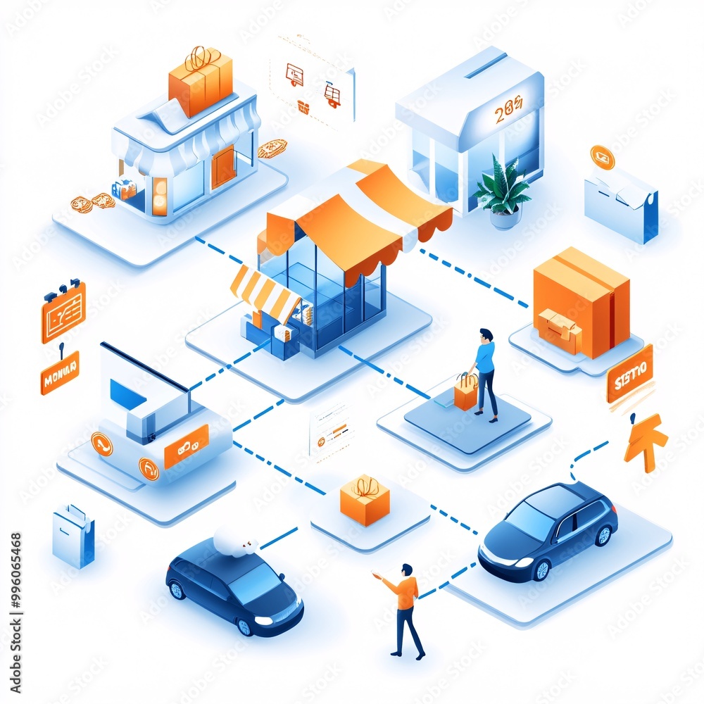 Obraz premium Online Shopping and Delivery Process.