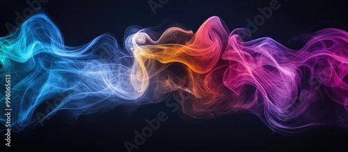 Colorful abstract wave like smoke against a dark backdrop