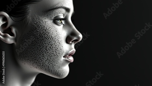 Woman with Scaly Skin Portrait Close up Side View Abstract Digital Art