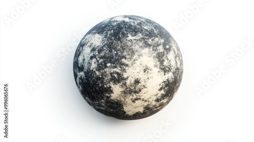 Abstract speckled planet isolated on a white background Featuring black and light colors this surreal cartoon style space object is ideal for stickers and T shirt prints 2d illustration