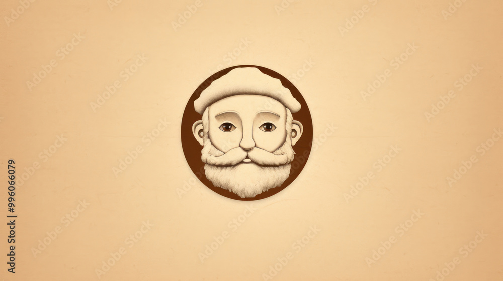 Illustration of Santa Claus face on a beige background Illustration of Santa Claus face on a beige background