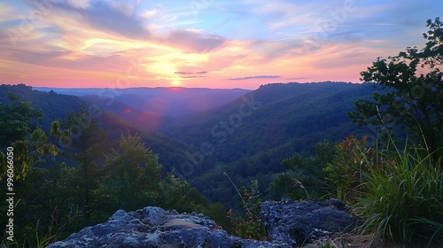 Majestic Sky over Wilderness at Sunset: A Spectacular Natural Scenery. Witness the Beauty and Serenity.