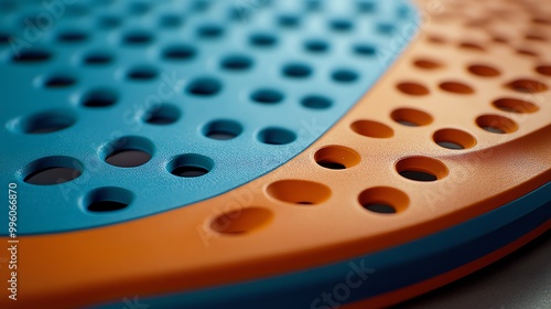 Close up of the edge of a paddle tennis racket.