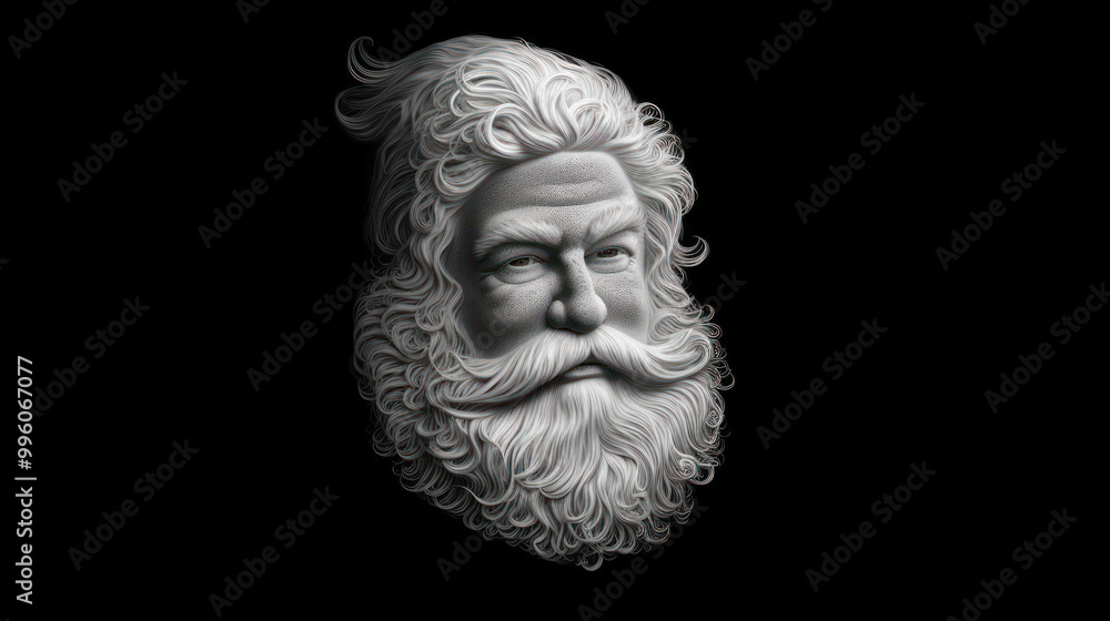 Illustration of Santa Claus face on a dark white background Illustration of Santa Claus face on a dark white background