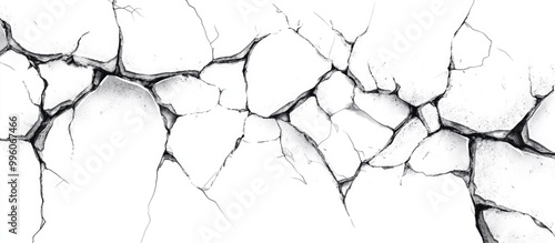 2d design featuring cracks on a white background Linear art style emphasized through intricate detailing photo