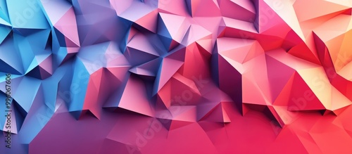 Low poly abstract backdrop featuring a contemporary gradient of red and blue hues on a three dimensional surface